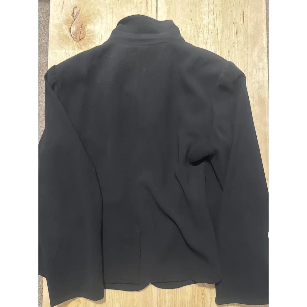Talbots‎ Black 3-Button Blazer Jacket Women Petites 14W Pleated Pockets Workwear